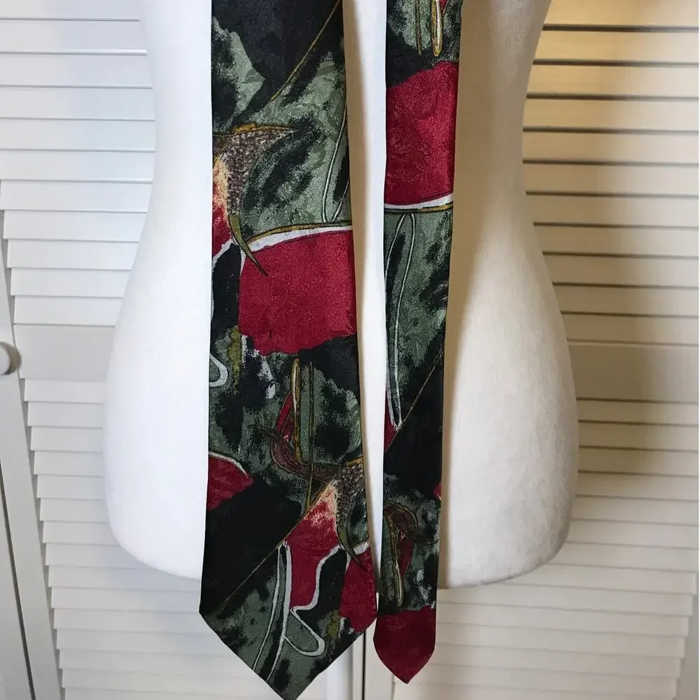 FloRence & K-inc. Abstract Pattern Long Wide Silk Necktie